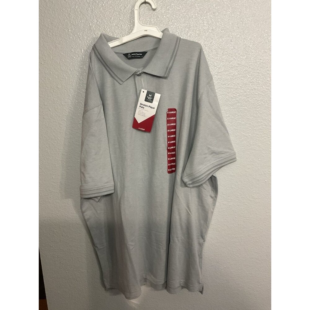 Member’s Mark Stretch Pique Polo, Classic Fit X-Large, Gray, Brand New With Tags
